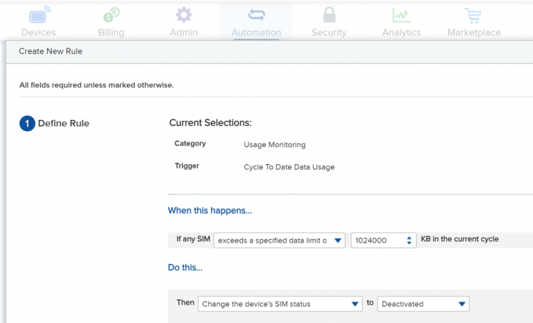 connectivity management platform screenshot