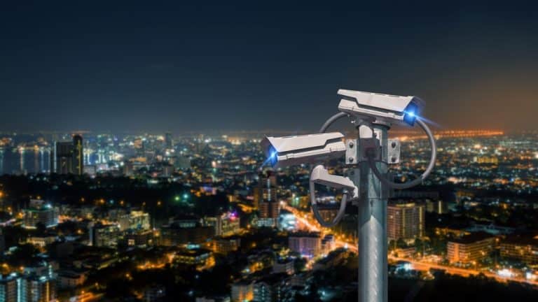 mast with two cctv cameras